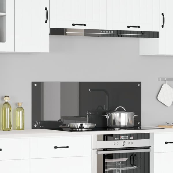 Kök Splashback Mörkgrå 110x40x0,6 cm Härdat Glas