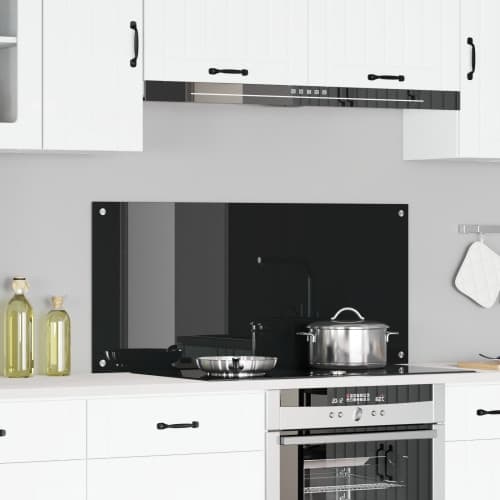 Kök Backsplash Svart 110x50x0,6 cm Härdat Glas