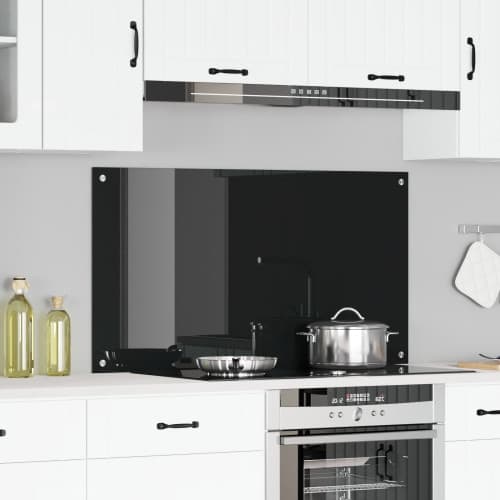 Kök Splashback Svart 110x60x0,6 cm Tempererat Glas