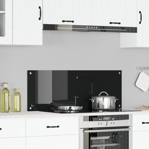 Kök Backsplash Svart 110x40x0,6 cm Härdat Glas