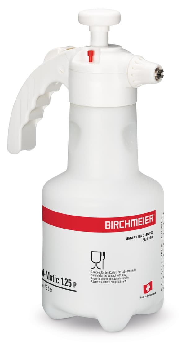 Birchmeier Livsmedelsgodkänd Handtryckspruta - Food-Matic 1.25P, Flatstrålemunstycke