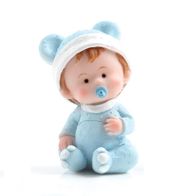 Gullig2 Blå Babyfigur Cake Topper Polystone