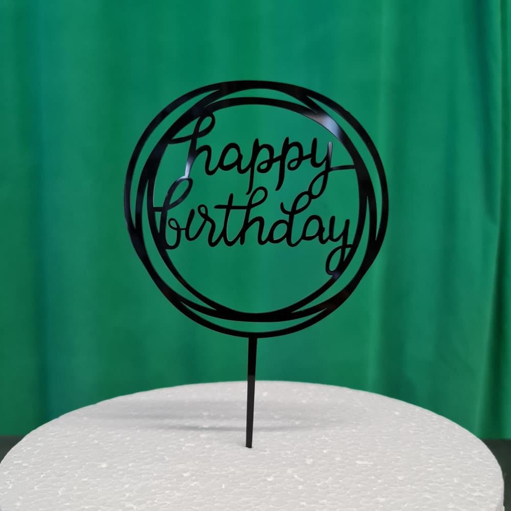 1st Svart Happy Birthday Hjärta Cake Topper