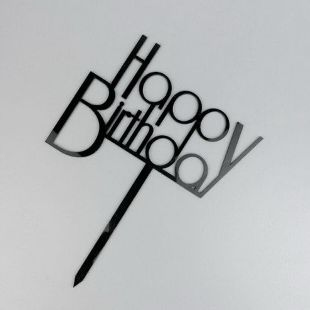 1st Svart Rak Happy Birthday Cake Topper