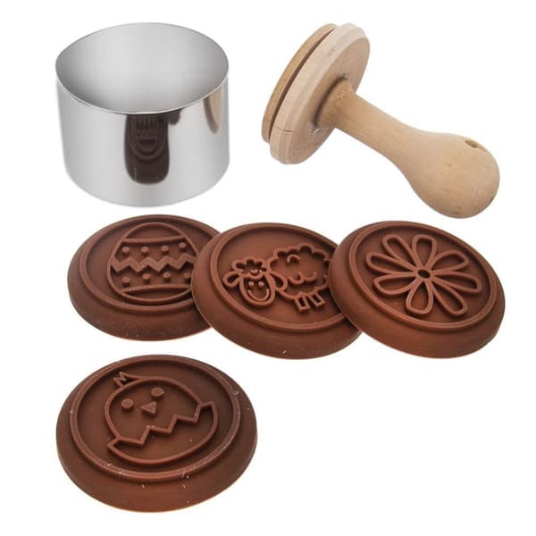 Stempel, stempel, småkagedekoratør, påskeform, sæt med 6 elementer