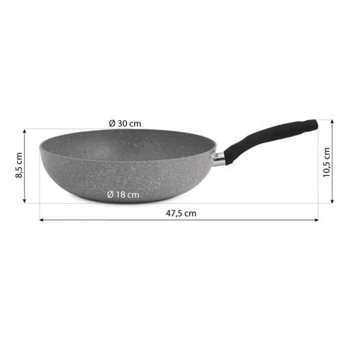 Stonitbelagt wok 30 cm med aftageligt håndtag