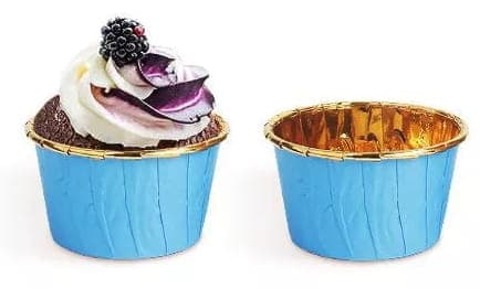 Cupcakeforme BLÅ GULD 50x39 mm / 50 stk