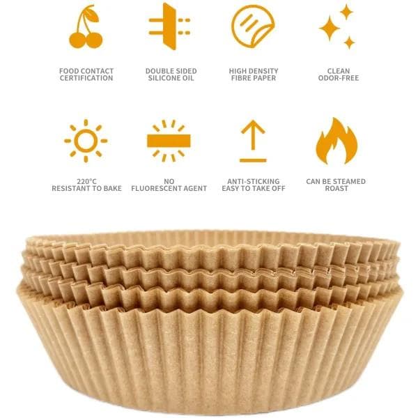 100 Pack 16cm Air Fryer Papir Engangspapir Pergamentforme