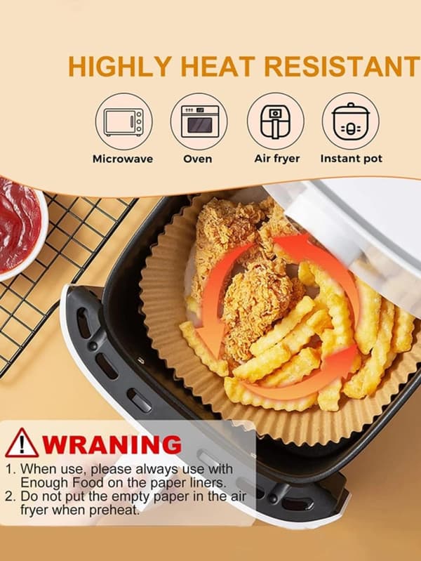 100 Pack 16cm Air Fryer Papir Engangspapir Pergamentforme