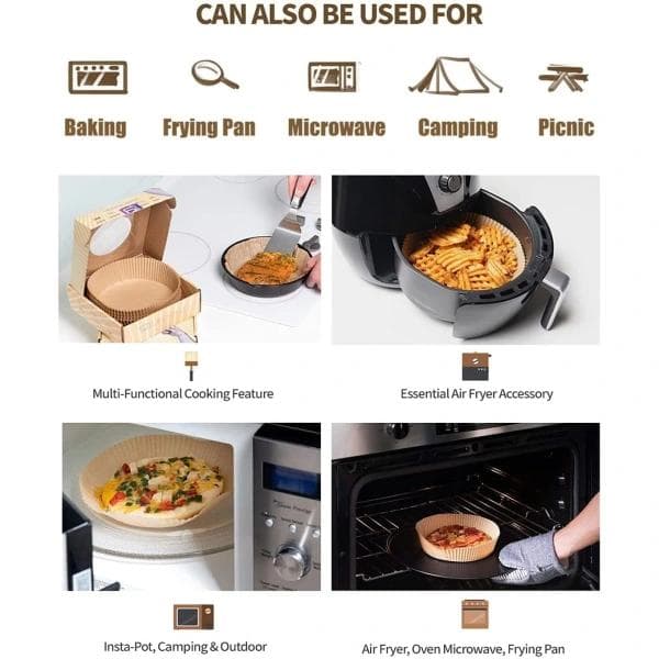 100 Pack 16cm Air Fryer Papir Engangspapir Pergamentforme