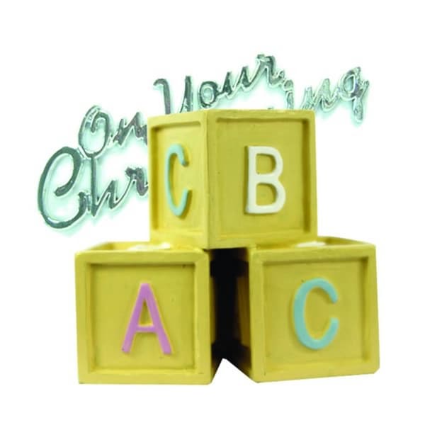 Creative Party På din dåb Baby Blocks Cake Topper Green/Yellow One Size