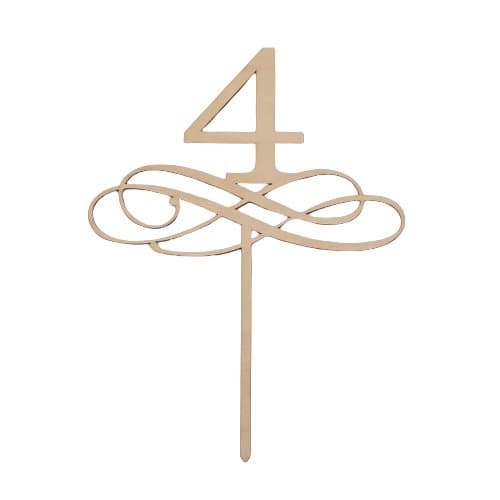 Tårtdekoration 4 år/bordsnummer i trä 4