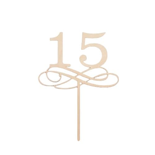 Tårtdekoration i trä 15 år