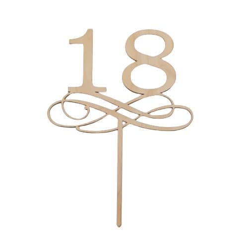 Tårtdekoration i trä 18 år