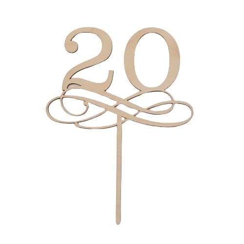 Tårtdekoration i trä 20 år