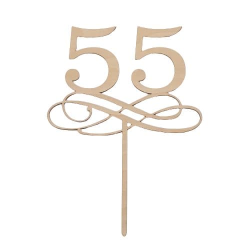 Tårtdekorationi trä 55 år