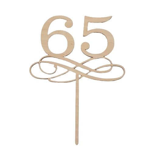 Tårtdekoration i trä 65 år