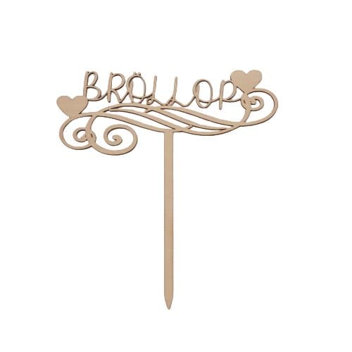 Tårtdekoration i trä "Bröllop"
