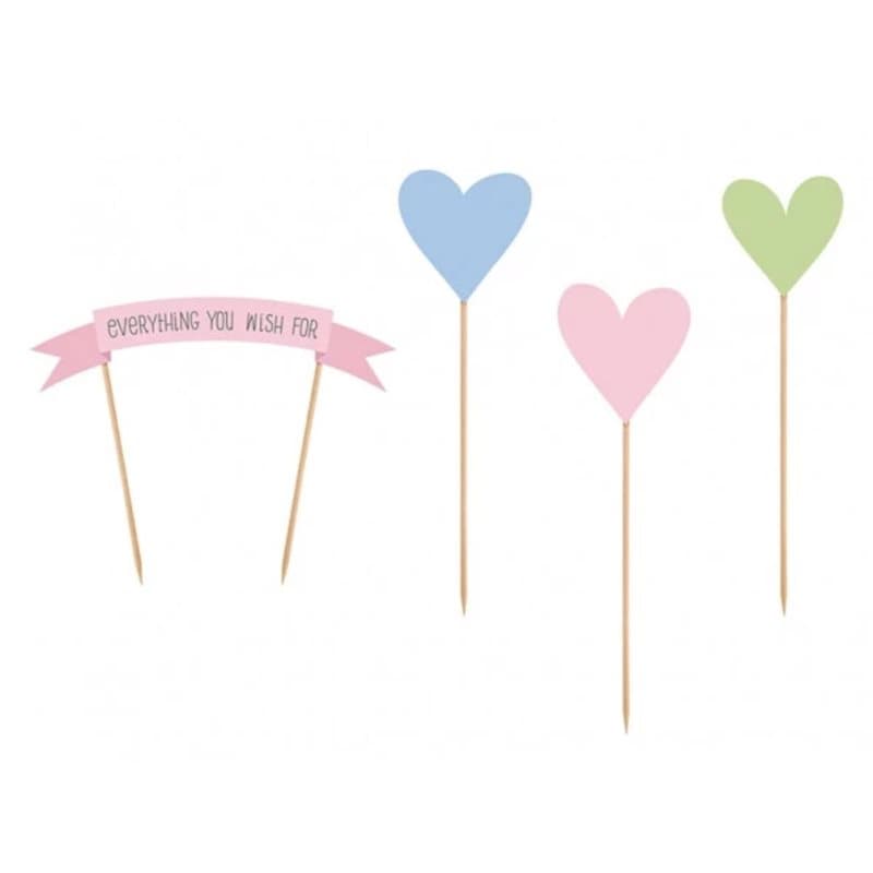 Tårtdekorationer Pastell, 4-pack