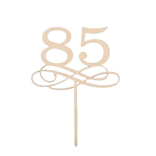 Tårtdekoration i trä 85 år