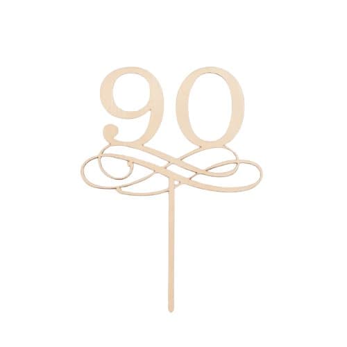 Tårtdekoration i trä 90 år