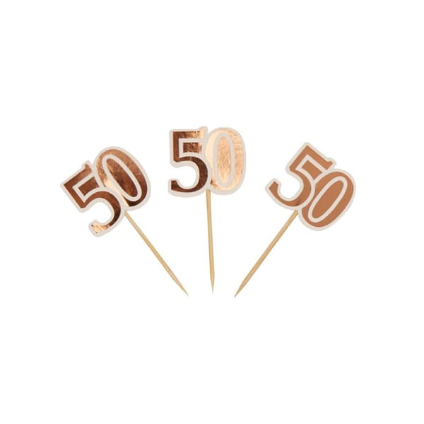 Neviti 50th Birthday Cake Topper (Pack of 10) Rose Gold One Size