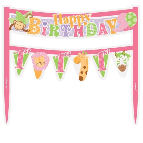 Unique Party Safari 1st Birthday Cake Topper Pink One Size