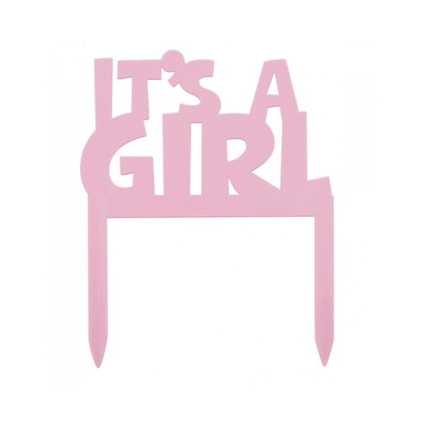 Unique Party It´s A Girl Baby Shower Plastic Cake Topper Pink One Size