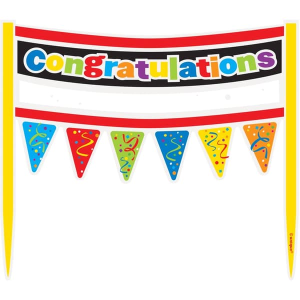 Unique Party Bunting Congratulations Cake Topper Multicoloured One Size