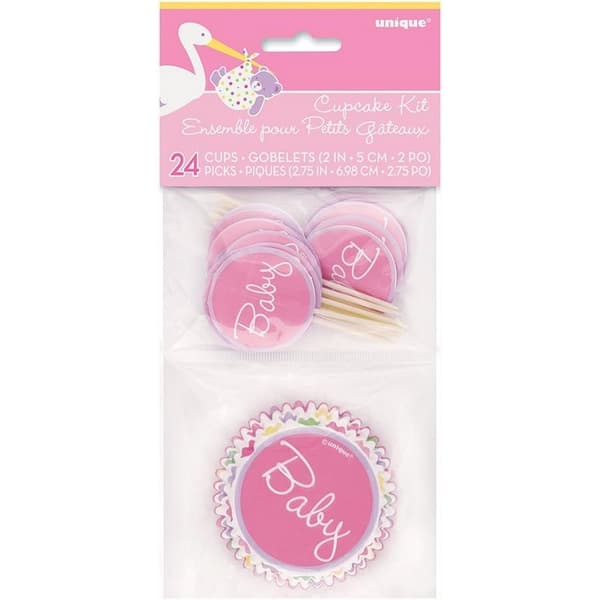 Unique Party Stork Baby Shower Cupcake Topper Set (Pack of 48) Multicoloured One Size
