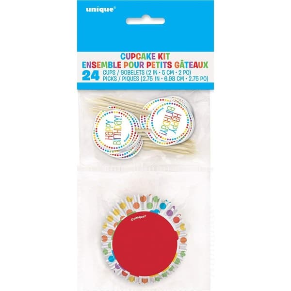 Unique Party Rainbow Kit Cake Topper Set (Pack of 24) Multicoloured One Size