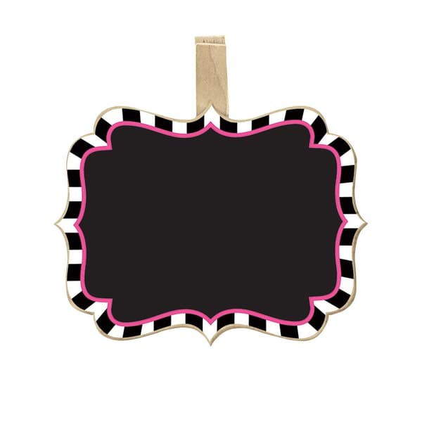 Amscan Chalk Board Tea Party Chalkboard Sign (Pack of 8) Black/White/Pink One Size