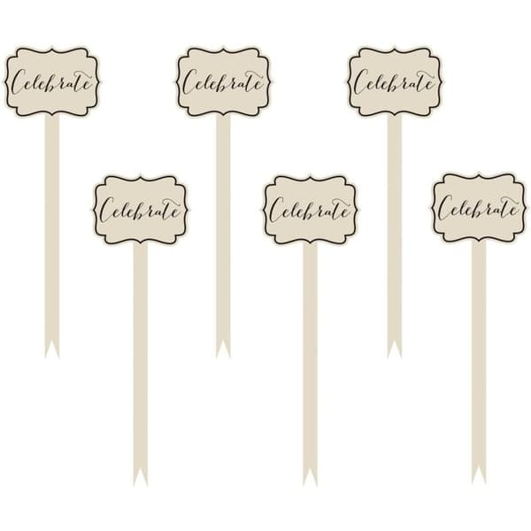 Amscan Celebrate Party Picks (Pack of 12) White/Black One Size