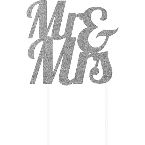 Creative Party Mr & Mrs Tårtspade i glitterpapper Silver One Size