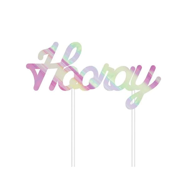 Creative Party Hooray Foil Cake Topper Iridescent One Size
