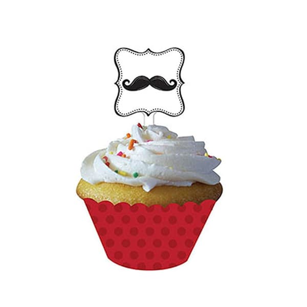 Creative Party Madness Moustache Cupcake Topper (Pack of 24) Pink/White/Black One Size