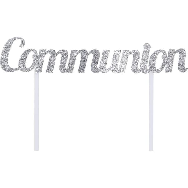 Creative Party Glitter Communion Cake Topper Silver One Size