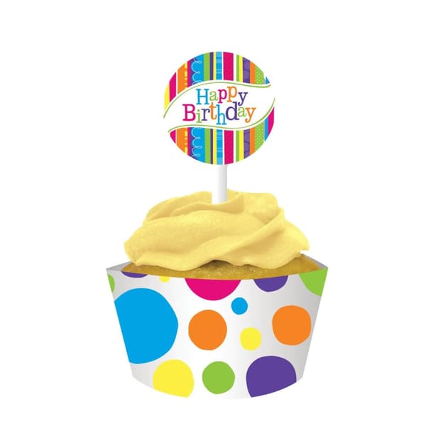 Creative Party Bright And Bold Muffin Cases With Picks (Pack of 12) Multicoloured One Size