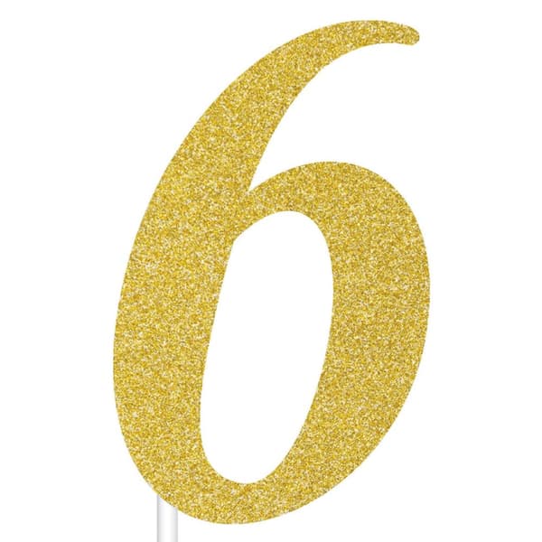 Creative Party Number 6 Glitter Cake Topper