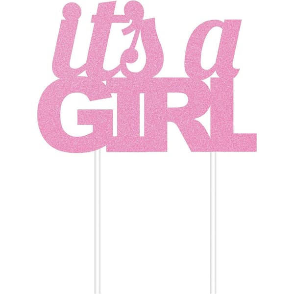 Creative Party It´s A Girl Glitter Plastic Cake Topper Pink One Size