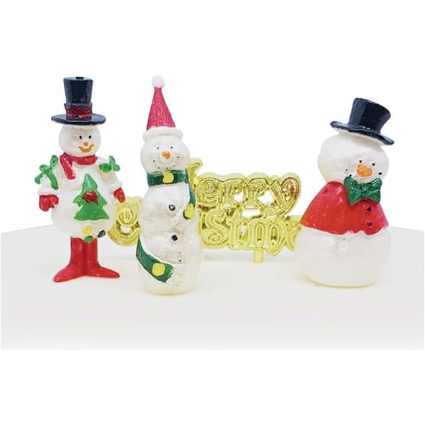 Anniversary House Snowman Christmas Plastic Cake Topper (Pack of 4) White/Red/Green One Size