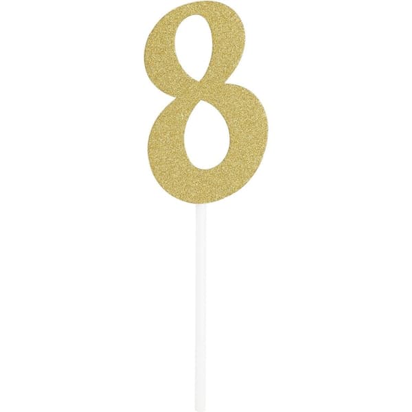 Creative Party Nummer 8 Glitter Tårtspade Gold One Size