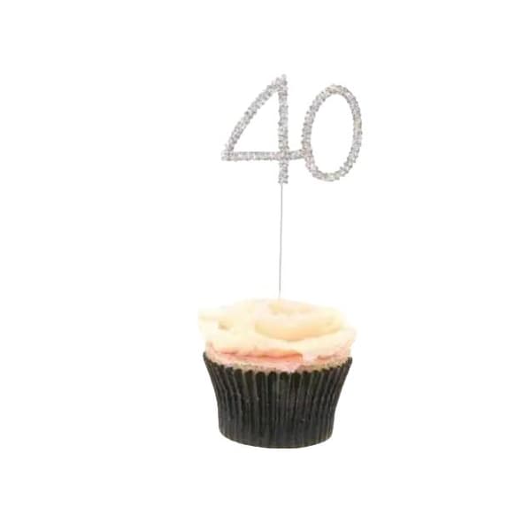 Apac Diamante 40th Cake Topper Silver One Size