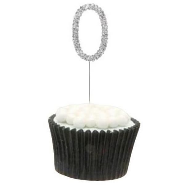 Nummer 0 Tårtpynt med diamanter Silver One Size