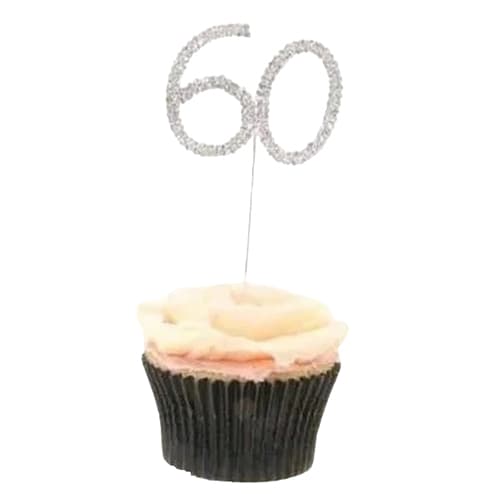 Apac Diamante 60th Cake Topper Silver One Size