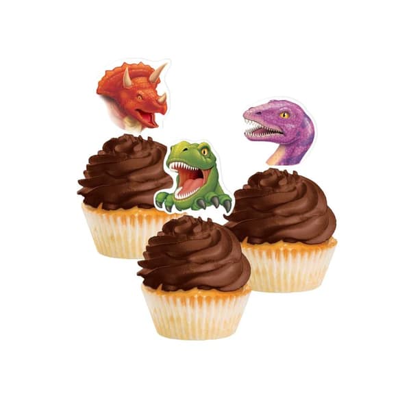 Creative Party Dinosaur Cupcake Topper (Pack of 12) Purple/Green/Orange One Size