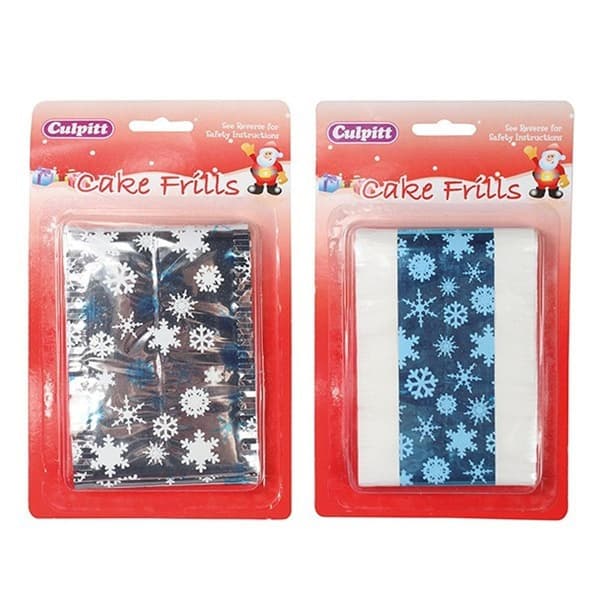Culpitt Frill Metallic Snowflake Cake Decoration (Pack of 2) Blue/Black One Size