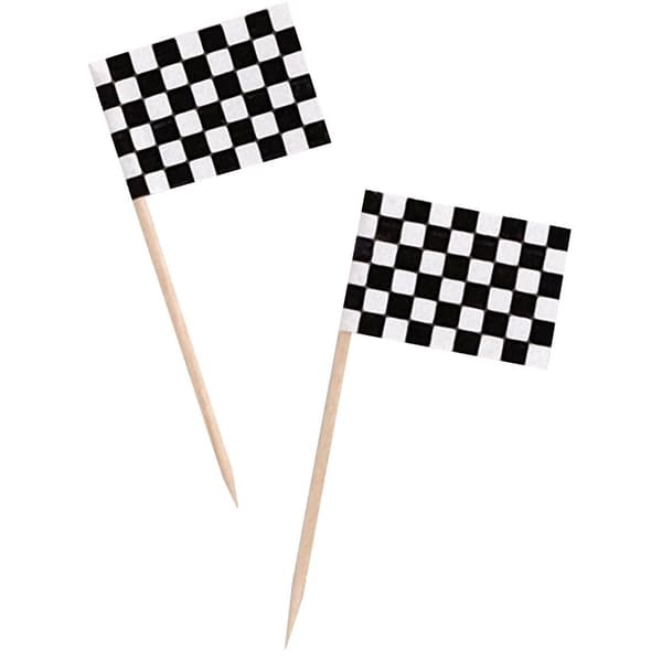 Creative Party Racing Flag Cake Topper (Pack of 50) Black/White/Beige One Size