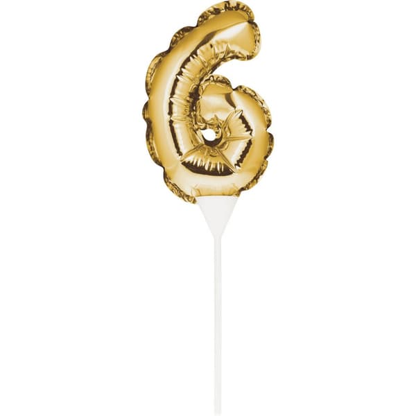 Creative Party Number 6 Inflatable Balloon Cake Topper Gold One Size