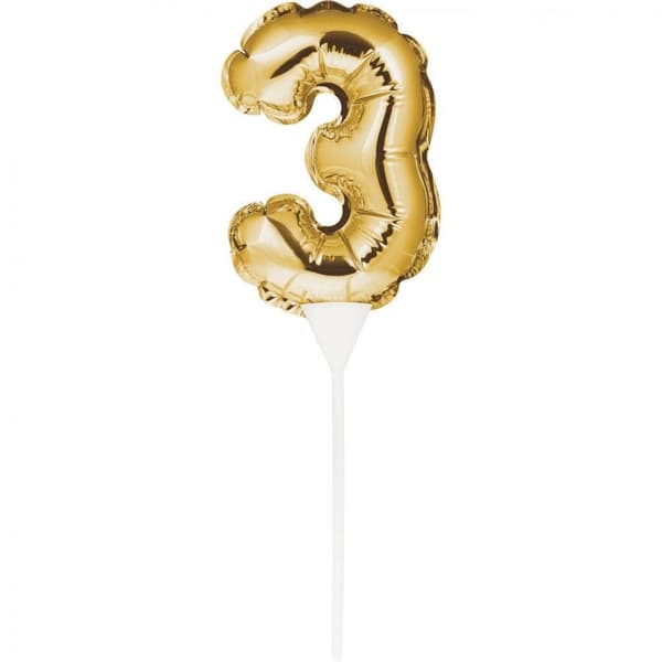 Creative Party Number 3 Inflatable Balloon Cake Topper Gold One Size